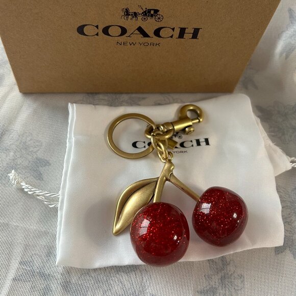 Coach Cherry Gold Keychain - Picture 1 of 5